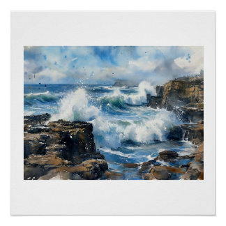 Teufelsmühle-Wellen schlagen gegen Felsen,  Poster
