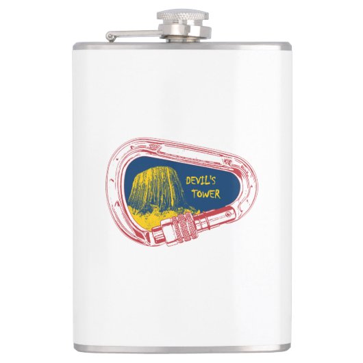 Teufelsturm Kletterer Carabiner Flachmann (Vorderseite)