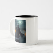 Teuflisch und mit langem Fell Teufel Graumetall Zweifarbige Tasse (Vorderseite Links)