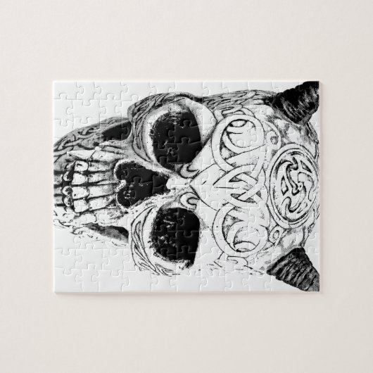 Teuflischer Halloween-Schädel. Gotischer Horror Puzzle (Horizontal)