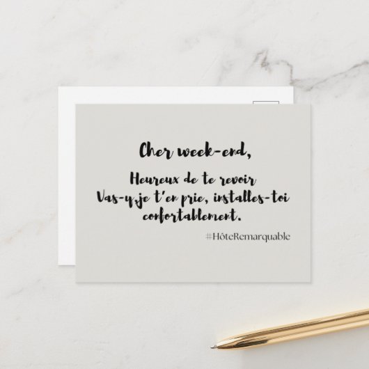 "TEURE WOCHENENDKARTE" POSTKARTE (Vorderseite/Rückseite Beispiel)