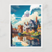 Tewkesbury England Vintage Travel Illustration Postkarte (Vorderseite)