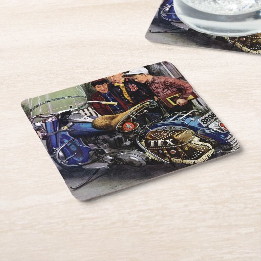 Tex-Motorrad Rechteckiger Pappuntersetzer (angewinkelt)