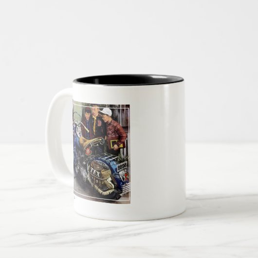 Tex-Motorrad Zweifarbige Tasse (Vorderseite Links)