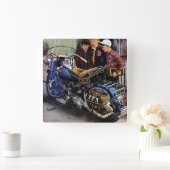 Tex’s Motorcycle Quadratische Wanduhr (Zuhause)