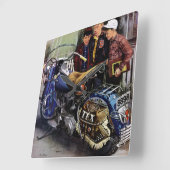 Tex’s Motorcycle Quadratische Wanduhr (Winkel)