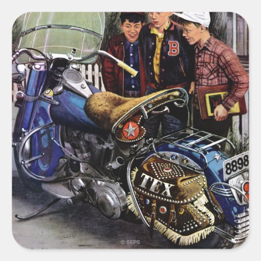 Tex’s Motorcycle Quadratischer Aufkleber (Vorderseite)