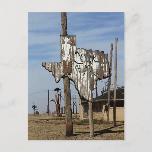 Tex the Cowboy und Texas-Zeichen Postkarte (Vorderseite)