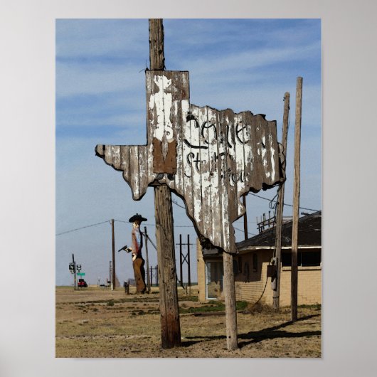 Tex und Texas-Schild Poster (Vorne)
