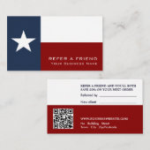 Texan Flag, Texas Business Reference Card Begleitkarte (Vorne/Hinten)