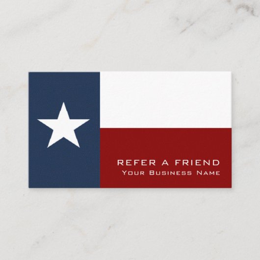 Texan Flag, Texas Business Reference Card Begleitkarte (Vorderseite)