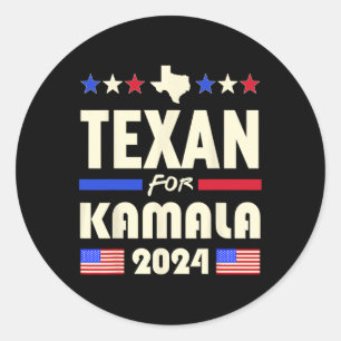 Texan für Kamala 2024 Patriotische Demokraten Kamp Runder Aufkleber