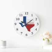 Texan State Flag Texas Shaped Lone Star Texan Lieb Große Wanduhr (Zuhause)