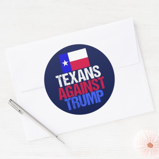 Texaner gegen Trump Runder Aufkleber (Umschlag)