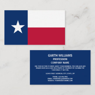 Texanische Flagge, Flagge von Texas Visitenkarte