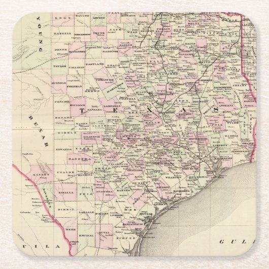 Texas 12 rechteckiger pappuntersetzer (Vorderseite)