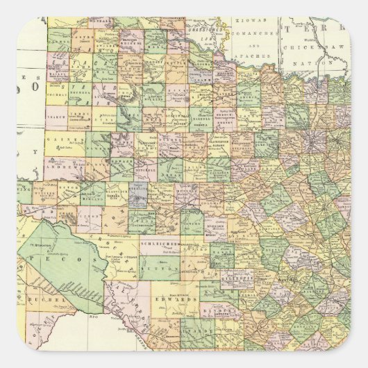 Texas 15 quadratischer aufkleber (Vorderseite)