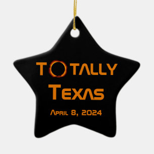 Texas 2024 Solar Eclipse Keramik Ornament