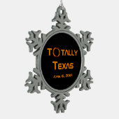 Texas 2024 Solar Eclipse Schneeflocken Zinn-Ornament (Links)