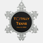Texas 2024 Solar Eclipse Schneeflocken Zinn-Ornament (Vorderseite)