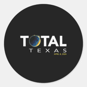 Texas 8. April Total Solar Eclipse 2024 Runder Aufkleber