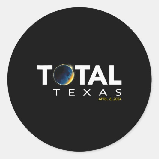 Texas 8. April Total Solar Eclipse 2024 Runder Aufkleber (Vorderseite)