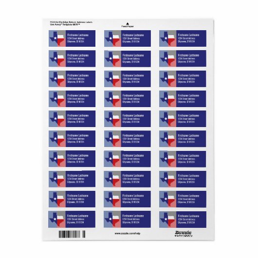 Texas Address Labels (Vorne)