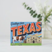 Texas Alamo Longhorn Cow Greetings Postkarte (Stehend Vorderseite)
