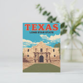 Texas Alamo Vintage Reise Postkarte (Stehend Vorderseite)