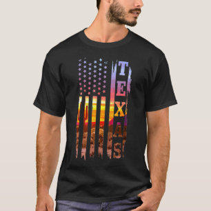 Texas Amerikanische Flagge Stolz Landschaft Kaktus T-Shirt