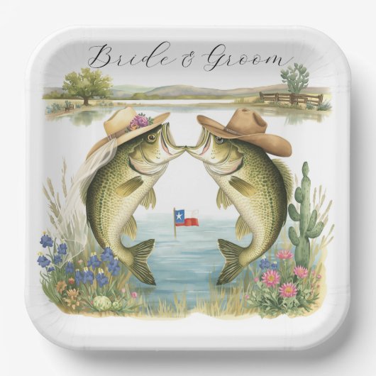 Texas Angelhochzeit Pappteller (Vorderseite)