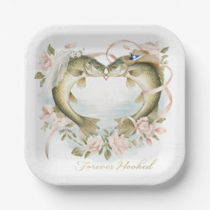 Texas-Angler-Hochzeit Aquarell Pappteller