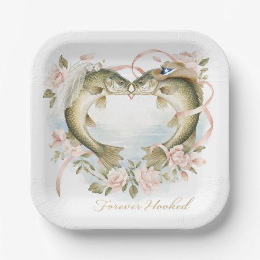 Texas-Angler-Hochzeit Aquarell Pappteller (Vorderseite)