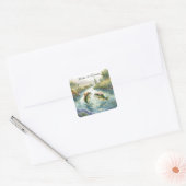 Texas-Angler-Hochzeit Quadratischer Aufkleber (Umschlag)