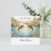 Texas-Angler-Hochzeit Save the Date Cowboy  (Stehend Vorderseite)