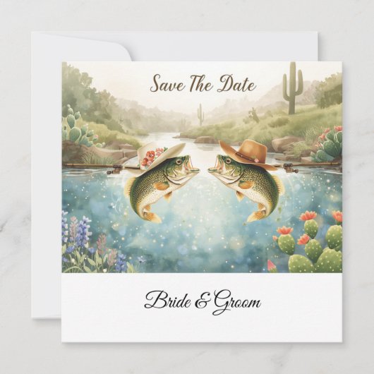 Texas-Angler-Hochzeit Save the Date Cowboy  (Vorderseite)