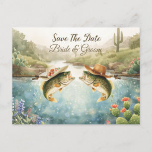 Texas-Angler-Hochzeit Save the Date Cowboy Postkarte