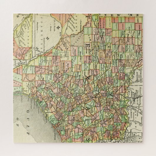 Texas Antique Karte Farbenfrohe Lone Star Staat Al Puzzle (Horizontal)