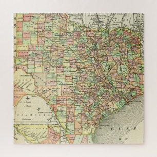 Texas Antique Karte Farbenfrohe Lone Star Staat Al Puzzle