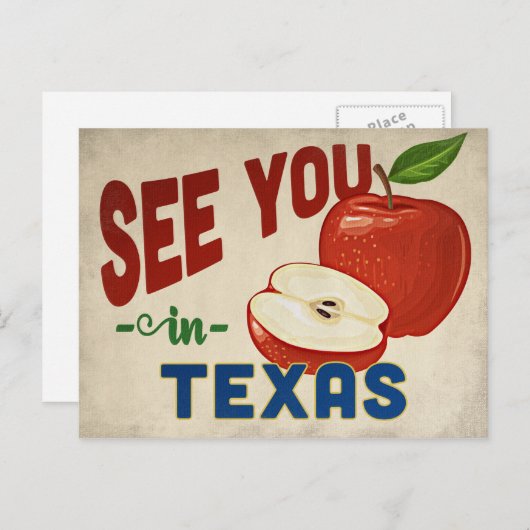 Texas Apple - Vintage Travel Postkarte (Vorne/Hinten)