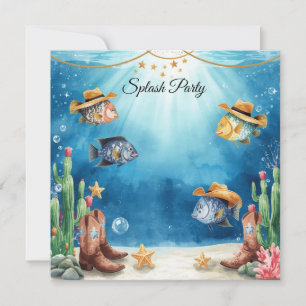 Texas Aquarium Cowboy-Fisch-Party-Einladung Einladung