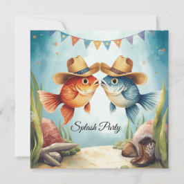 Texas Aquarium Cowboy Fish Party Invitation  Einladung