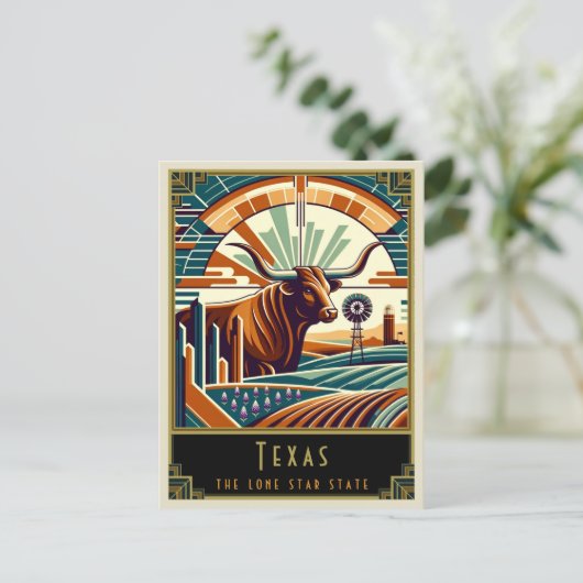 Texas | Art Deco Postkarte (Stehend Vorderseite)