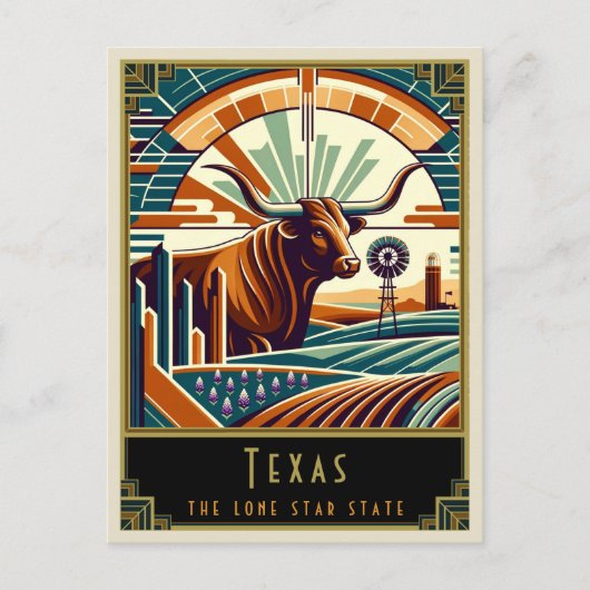 Texas | Art Deco Postkarte (Vorderseite)