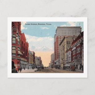 Texas Ave., Houston, Texas 1910 Vintag Postkarte