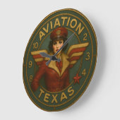 Texas aviation airplane rustic pilot art große wanduhr (Winkel)