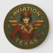 Texas aviation airplane rustic pilot art große wanduhr (Vorderseite)