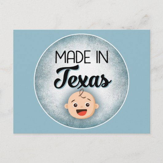 Texas Baby Funny Blue New Boy Postcard Postkarte (Vorderseite)