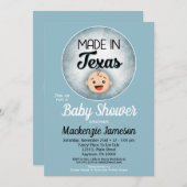 Texas Baby Shower Funny Blue Boys Einladung (Vorne/Hinten)