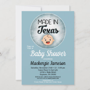 Texas Baby Shower Funny Blue Boys Einladung